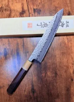 【刃付け済】ダマスカス 八寸 切り付け型和牛刀 黒檀八角柄 プロ仕様 名入れ無料 重宏別作 牛刀 両刃 180mm V金10号 ステンレス