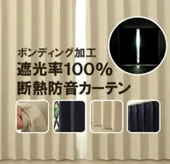 断熱防音カーテン100×200cm 2枚 ネイビー　遮光率100%