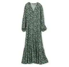 ユニクロ　プリントVネック　フレアワンピース　Sサイズ