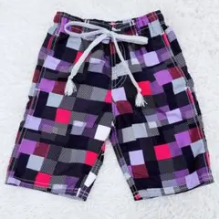 男の子 水着 チェック柄 オシャレ 海 プール 水遊び 90cm 100cm 紫