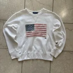 Polo Ralph Lauren クルーネック スウェット 白 国旗 RLロゴ