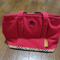バーバリー レッド キャンバス ハンドバッグ
