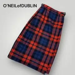 【美品】O’NEILofDUBLIN赤紺チェック8号ラップスカートセレモニー O'NEIL オニールオブダブリン 赤チェック 巻きスカート ラップスカート