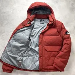 希少 良品 ノースフェイス ヒムダウンジャケット フード付き ロゴ 赤 S