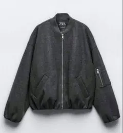 美品　ZARA グレー ボンバージャケット　ブルゾンM ジッパー