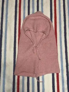 フード付きピンクネックウォーマー