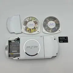 PSP3000 SONY ホワイト　ジャンク（動作未確認の為）　ソフト2本付き