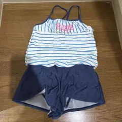 子供用 水着 青と白のストライプ