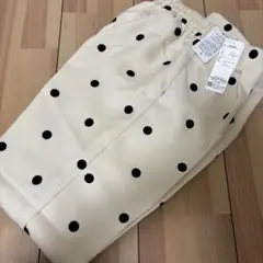 しまむら　RIVIETTA ドット柄 フロッキーパンツ M