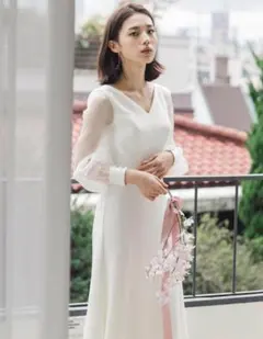 新品未使用 シースルー ウエディングドレス M 二次会 レディース　白