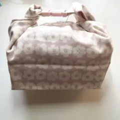 ハンドメイド 花柄折りたたみ弁当袋 ランチバッグ バッグル付き ピンク