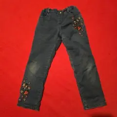 アナスイミニ ANNA SUI mini 刺繍入り裏起毛　デニムパンツ１３０