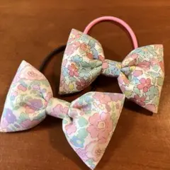 ハンドメイド　ぷっくりリボンのヘアゴム