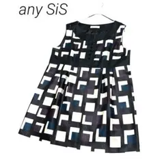美品【any SiS】ノースリーブ　チュニック　スクエア柄　幾何学　M