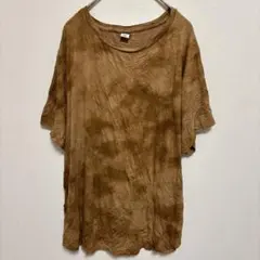 染め柄 Tシャツ XL 半袖 ビッグサイズ 茶 大人カジュアル トップス お洒落のサムネイル