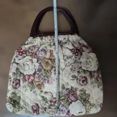 花柄手作りバッグ プラスチックハンドル付き