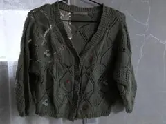 花柄刺繍ニットカーディガン