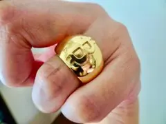 仁尾彫金『k18ゴールド、平打アイアンクロスリング3』ハンドメイド407b 