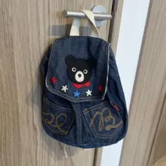 ミキハウス　DOUBLE_B デニム リュック クマ 刺繍のサムネイル