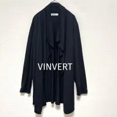 美品 VINVERT ロングカーディガン ドレープ フリル【L】黒 羽織りのサムネイル