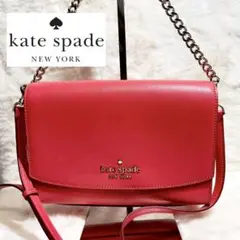 ケイトスペード ショルダーバッグ ハンドバッグ 2way チェーン ロゴ レッド