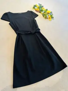 美品！theory セオリー 清楚 黒 フォーマル リボン ワンピース