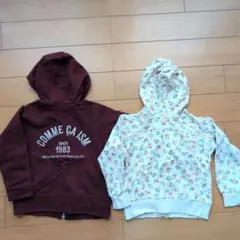 ボルドー・花柄フードパーカー2点セット(サイズ100)☆コムサ他
