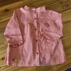 ミキハウス　赤と白のチェック 長袖シャツ