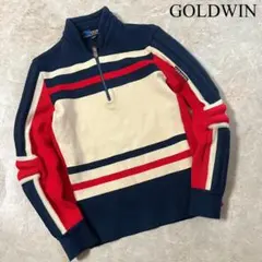 GOLDWIN 日本製 袖パットデザイン ハーフジップ ニット セーター 古着のサムネイル