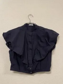 【値下げ中！】FRAY.ID フリルノースリーブシャツ ネイビー