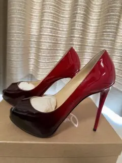 Christian Louboutin ルブタン 赤黒オープントゥハイヒール