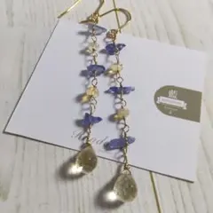 天然石ピアス Ｎｏ．25 タンザナイト、オパール シトリンのピアス