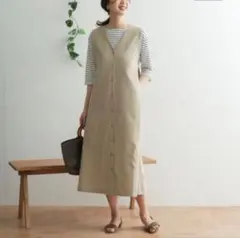 アーバンリサーチドアーズ　ノースリーブワンピース　ジャンパースカート　ベージュ
