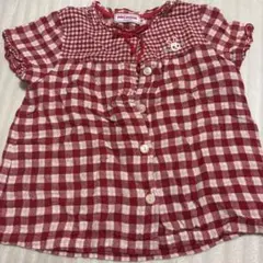 MIKI HOUSE 半袖シャツ 100cm 赤チェック
