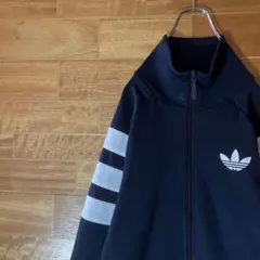 adidas トラックジャケット　ジャージ　トレフォイル　ネイビー　ラグラン　Mのサムネイル