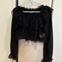 axes femme POETIQUE フリルブラウス ブラックのサムネイル