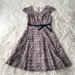 美品✨TOCCA トッカ ワンピース フレア 花柄 刺繍 グログランリボン S