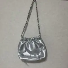 シルバー ギャザー付きショルダーバッグ