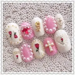 キラキラ  ローズ ネイルチップ