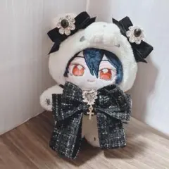 いつぬい　ハンドメイド　ぬい服　あんスタ　ツイードリボン　ブラック　花