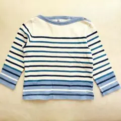 美品☆プチバトー☆24m86cm☆3色の青×白☆マリニエールボーダー長袖Tシャツ