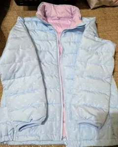 水色ドット柄中綿ジャケット 140サイズ