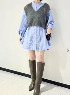 SNIDEL ファーライクニットベストコンビチュニック