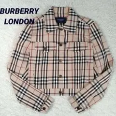 美品✨バーバリーロンドン　クロップドチェックデニムジャケット　UK8　レディース
