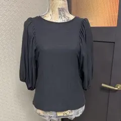 BEAMS HEART パフスリーブ 五分袖 カットソー 黒