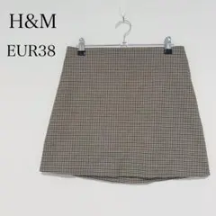 エイチアンドエム 千鳥格子柄 チェック柄 ミニスカート 台形スカート EUR38のサムネイル