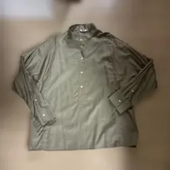 UNIQLO U ベージュ スタンドカラー 長袖シャツ M