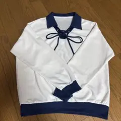 シーイン 長袖トップス　ワッフル生地 ホワイト ネイビー　Mサイズ