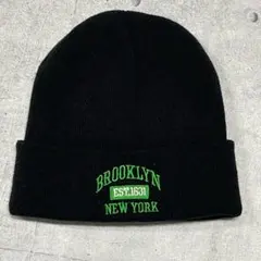美品 ブルックリンニューヨーク リブニット帽 ビーニー ワッチ ブラック