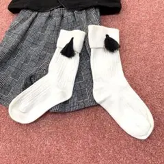 タッセル　ハイソックス　靴下　平置きで12cm